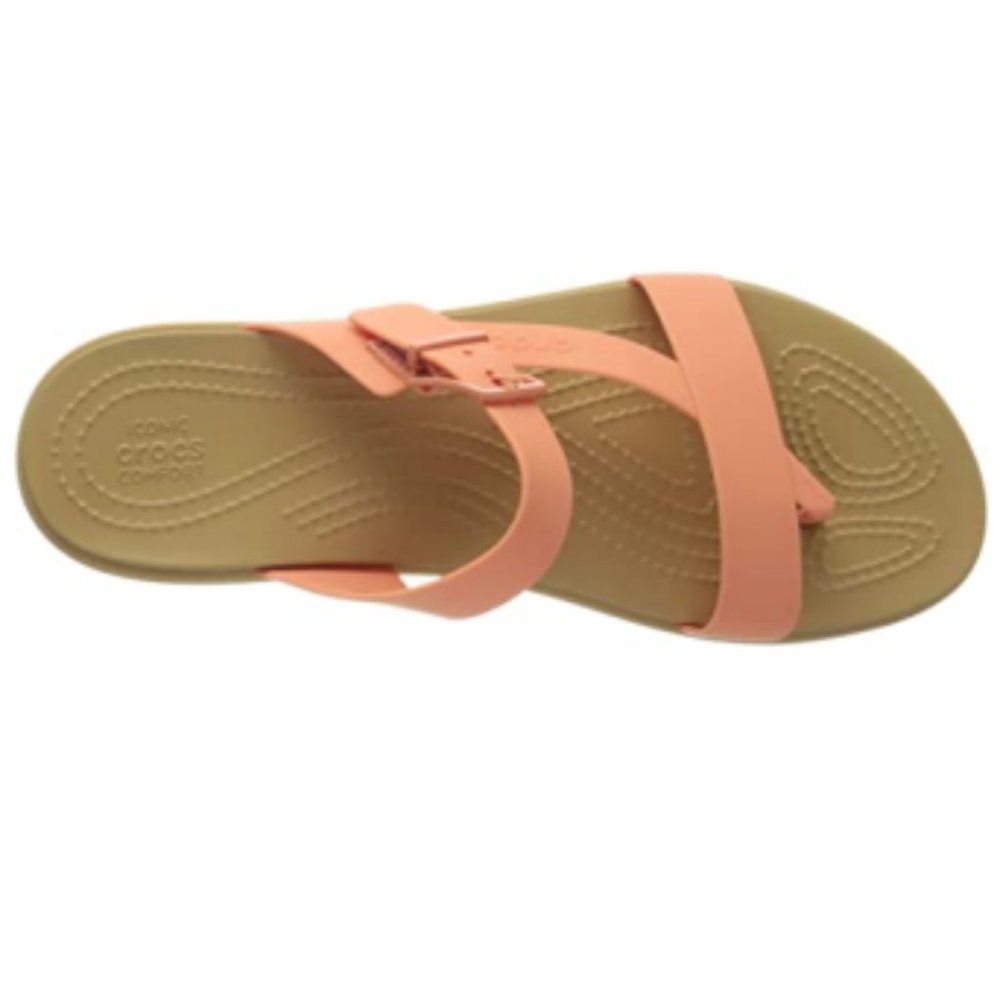 Crocs Women's Slide Sandals Leisure and Sportwear, Grapefruit/Tan Size 8